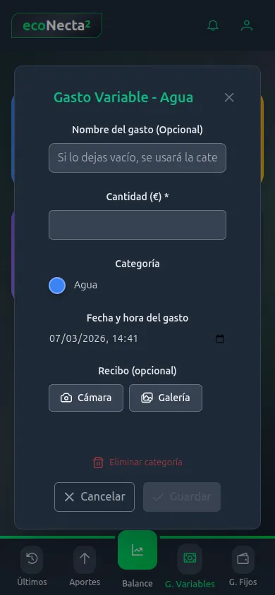 Gasto registrado con datos del ticket escaneado